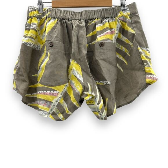 Patagonia Garden Island Palm Leaf Print Tie Waist Shorts in Marrow Gray Sz L NEW - Picture 3 of 10